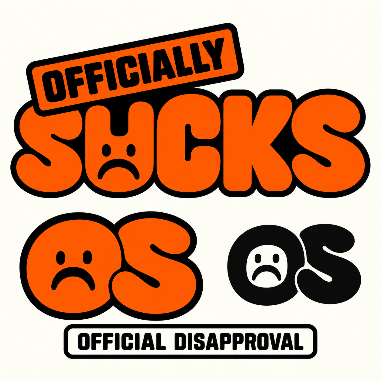 Officially Sucks wordmark and monogram reference board